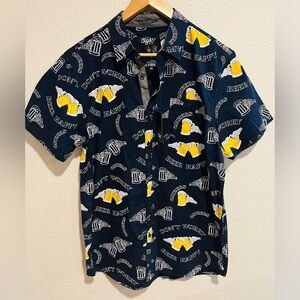 Eighty Eight 100% Cotton Button Up T Shirt Don’t Worry Beer Happy Size L